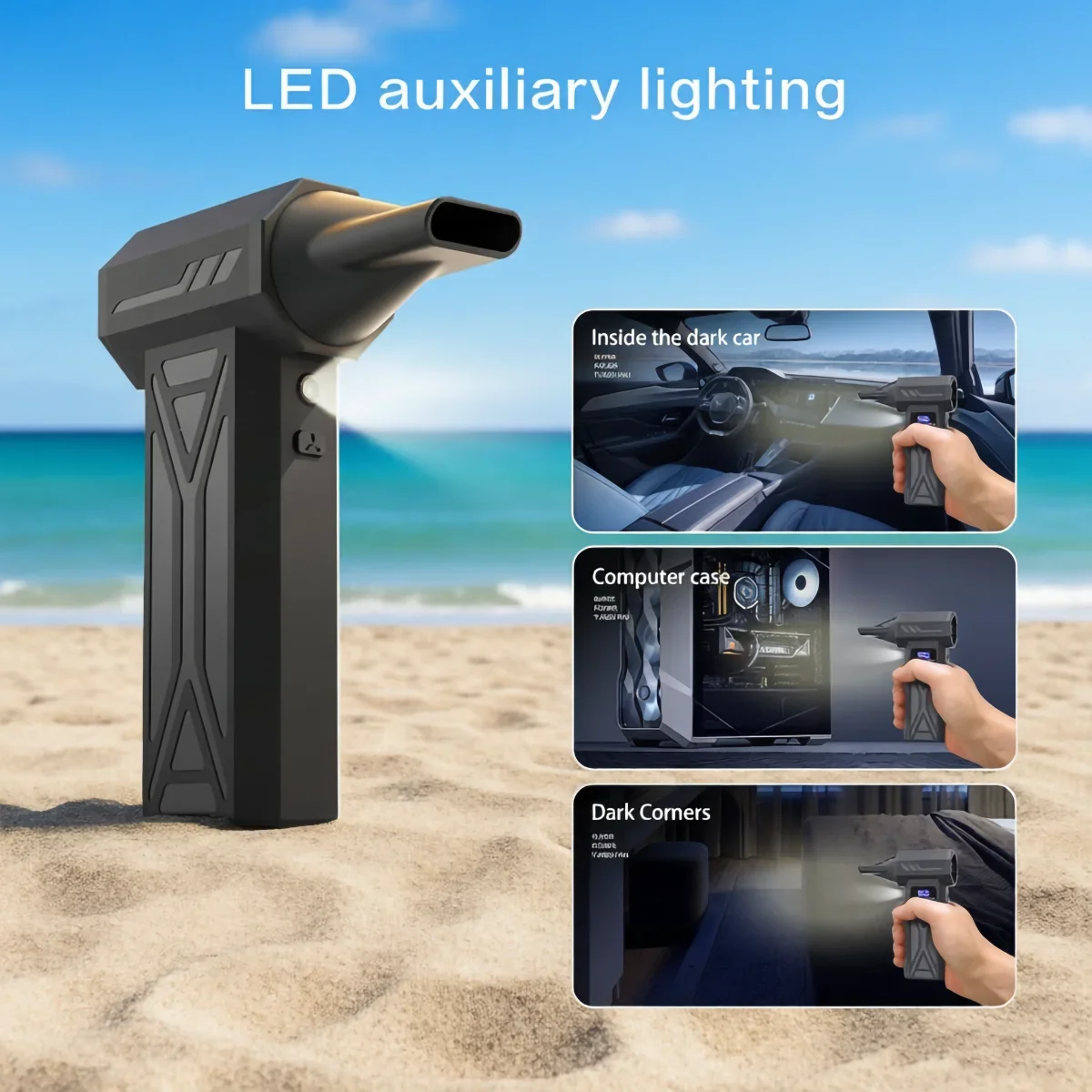 منفاخ هواء قوي قابل للتعديل مع إضاءة LED - المميزات