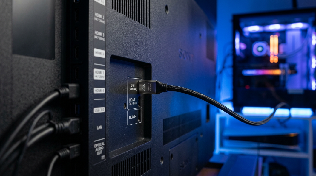 منافذ HDMI وeARC خلف تلفزيون ذكي